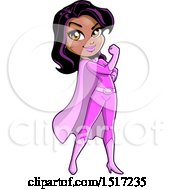 Clipart Of A Strong Black Female Super Hero Breast Cancer Survivor Woman Flexing Royalty Free Vector Illustration by Clip Art Mascots #COLLC1517235-0189