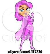Clipart Of A Strong Pink Haired Female Super Hero Breast Cancer Survivor Woman Flexing Royalty Free Vector Illustration by Clip Art Mascots