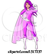 Strong Pink Female Super Hero Breast Cancer Survivor Woman Flexing
