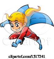 Poster, Art Print Of Blond Manga Super Girl Flying