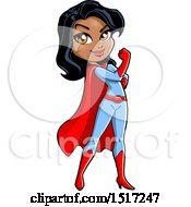 Clipart Of A Strong Black Female Super Hero Flexing Her Bicep Royalty Free Vector Illustration by Clip Art Mascots #COLLC1517247-0189