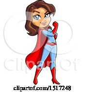 Clipart Of A Strong White Female Super Hero Flexing Her Bicep Royalty Free Vector Illustration by Clip Art Mascots