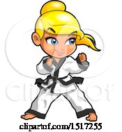 Blond Karate Girl In A Fighting Stance