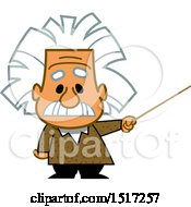 Poster, Art Print Of Cartoon Short Albert Einstein Scientist Holding A Pointer Stick