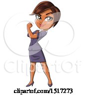 Clipart of a Strong Independent Black Business Woman Flexing Her Bicep - Royalty Free Vector Illustration by Clip Art Mascots #COLLC1517273-0189
