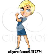 Clipart Of A Strong Independent White Business Woman Flexing Her Bicep Royalty Free Vector Illustration
