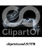 Clipart Of A Magical Sparkly Wave Over A Starry Sky Royalty Free Vector Illustration