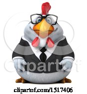 Clipart Of A 3d Chubby White Business Chicken On A White Background Royalty Free Illustration