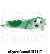 Clipart Of A Grungy Green Soccer Ball Design Royalty Free Vector Illustration