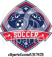 Poster, Art Print Of Red White And Blue Soccer Design