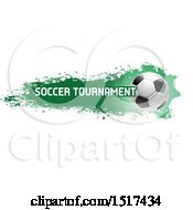 Clipart Of A Grungy Green Soccer Ball Design Royalty Free Vector Illustration