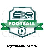 Clipart Of A Green And White Soccer Stadium Design Royalty Free Vector Illustration
