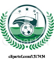 Clipart Of A Green And White Soccer Stadium Design Royalty Free Vector Illustration by Vector Tradition SM