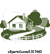 Clipart Of A Green Home Residence Royalty Free Vector Illustration