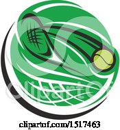 Poster, Art Print Of Green Tennis Racket And Ball Design