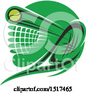 Clipart Of A Green Tennis Racket And Ball Design Royalty Free Vector Illustration