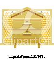 Clipart Of A Bee House And Honeycombs Royalty Free Vector Illustration