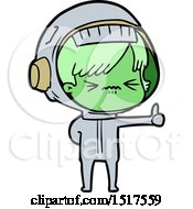 Annoyed Cartoon Space Girl Giving Thumbs Up Sign