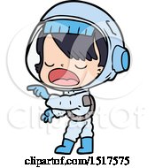 Cartoon Astronaut Woman Pointing And Talking