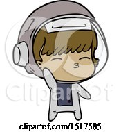 Cartoon Curious Astronaut Waving