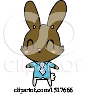 Poster, Art Print Of Cute Cartoon Rabbit In Shirt And Tie