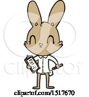 Cute Cartoon Rabbit With Clipboard