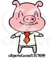 Nervous Cartoon Pig Boss