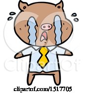 Poster, Art Print Of Crying Pig Cartoon Wearing Human Clothes