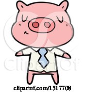 Poster, Art Print Of Cartoon Content Pig In Shirt And Tie
