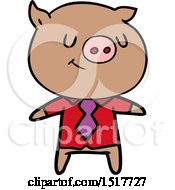 Poster, Art Print Of Happy Cartoon Smart Pig