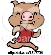 Poster, Art Print Of Angry Cartoon Pig Running