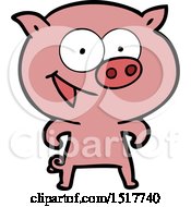 Poster, Art Print Of Cheerful Pig Cartoon