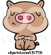 Poster, Art Print Of Cartoon Content Pig Meditating