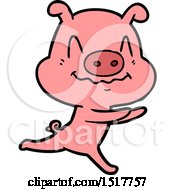 Poster, Art Print Of Nervous Cartoon Pig Running