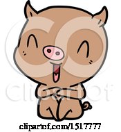 Poster, Art Print Of Happy Cartoon Sitting Pig