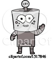 Happy Cartoon Robot Waving Hello