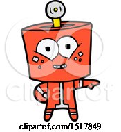 Happy Cartoon Robot Pointing