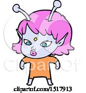 Poster, Art Print Of Pretty Cartoon Alien Girl
