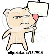 Angry Bear Cartoon Holding Placard