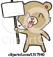 Rude Cartoon Bear With Protest Sign