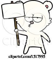 Poster, Art Print Of Bored Polar Bear Cartoon With Sign