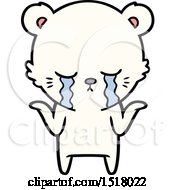 Crying Cartoon Polar Bear Shrugging Shoulders