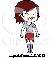 Cartoon Vampire Girl With Blood On Cheek by lineartestpilot