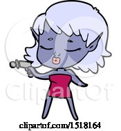 Pretty Cartoon Alien Girl With Ray Gun