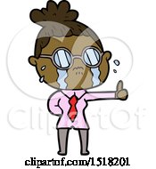 Cartoon Crying Woman Wearing Spectacles