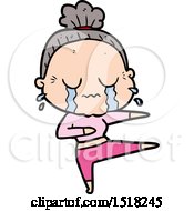 Cartoon Old Dancer Woman Crying