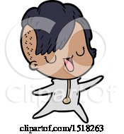 Cute Cartoon Girl With Hipster Haircut