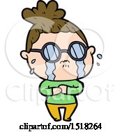 Cartoon Crying Woman Wearing Spectacles