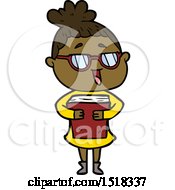 Cartoon Happy Woman Wearing Spectacles