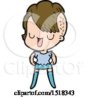 Cute Cartoon Girl With Hipster Haircut